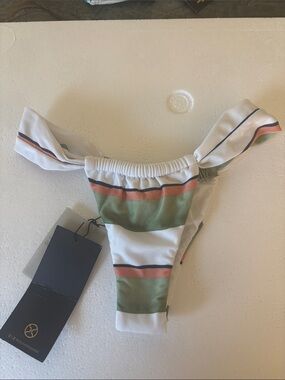 VIX White and Green Striped Tie-Side